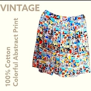 VINTAGE Skirt Cotton Colorful Abstact Cityscape